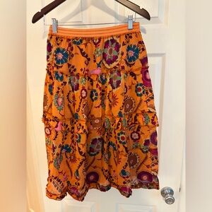 Cynthia Steffe Orange Floral A-Line Skirt